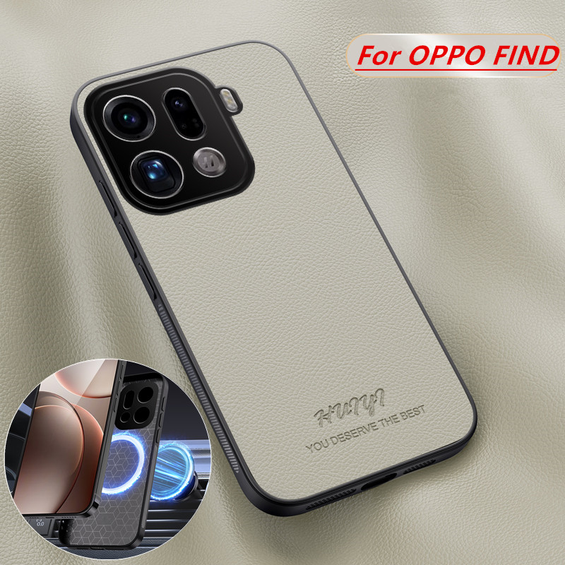 Oppo Find X8 - Роскошный кожаный чехол с магнитной застежкой